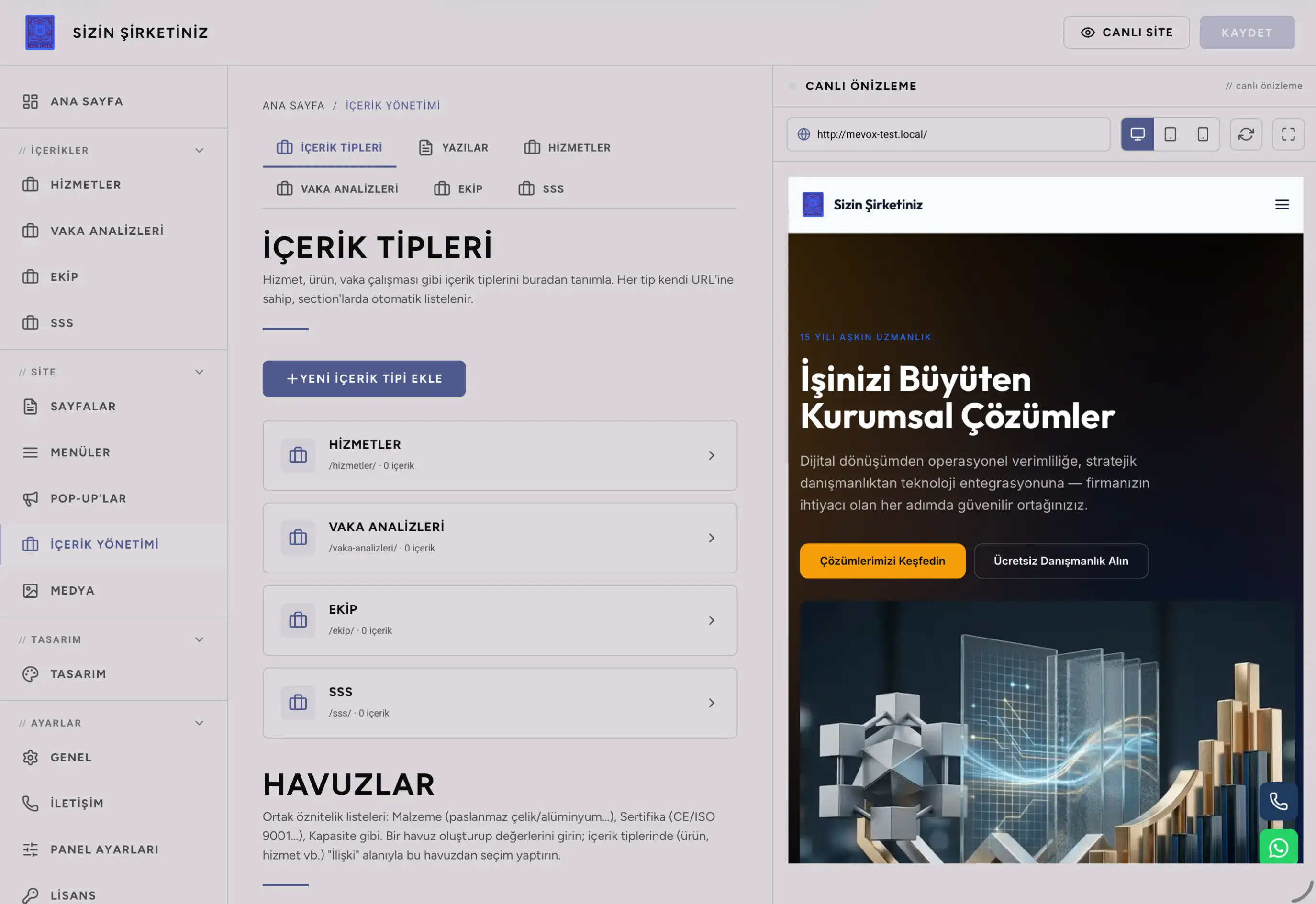 Tablet panel — açık tema